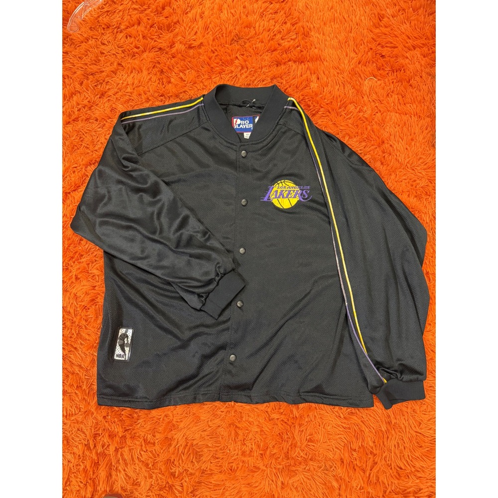 Vintage Pro Player NBA Los Angeles Lakers Warm Up Jacket Black Mesh Snap XL